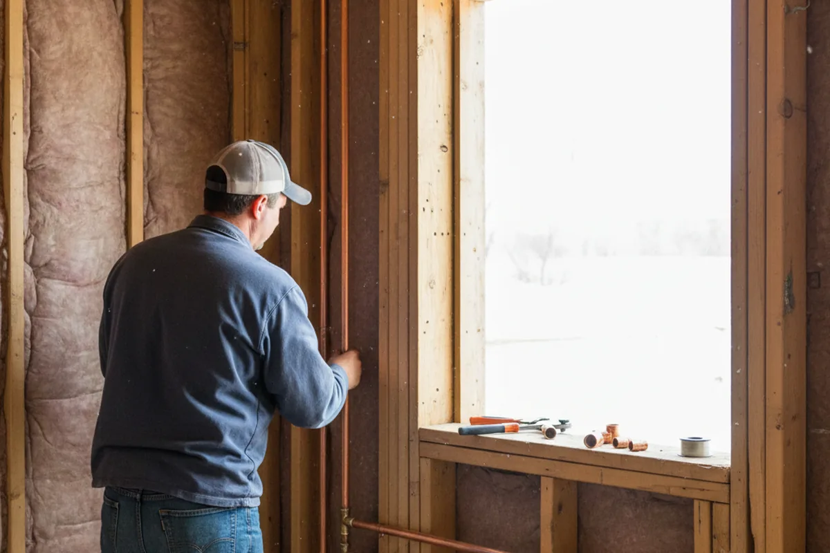 Licensed plumber running new copper supply lines in a Gretna home